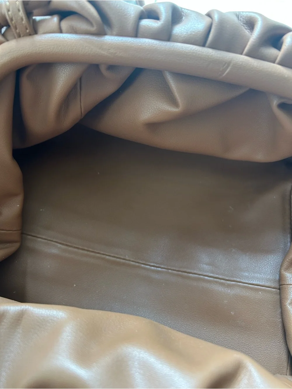 Soft Ruched Women's Clutch/ Crossbody Bag in Light Brown